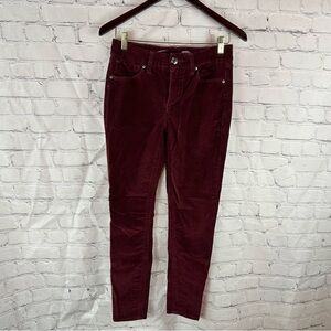 seven 7 womens 4 Burgundy maroon velvet tummyless high rise skinny jeans Pants